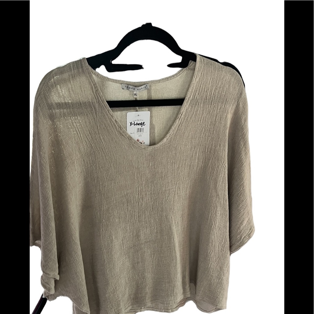 Tiempo Paris Beige Linen Top Size XL. Never worn.